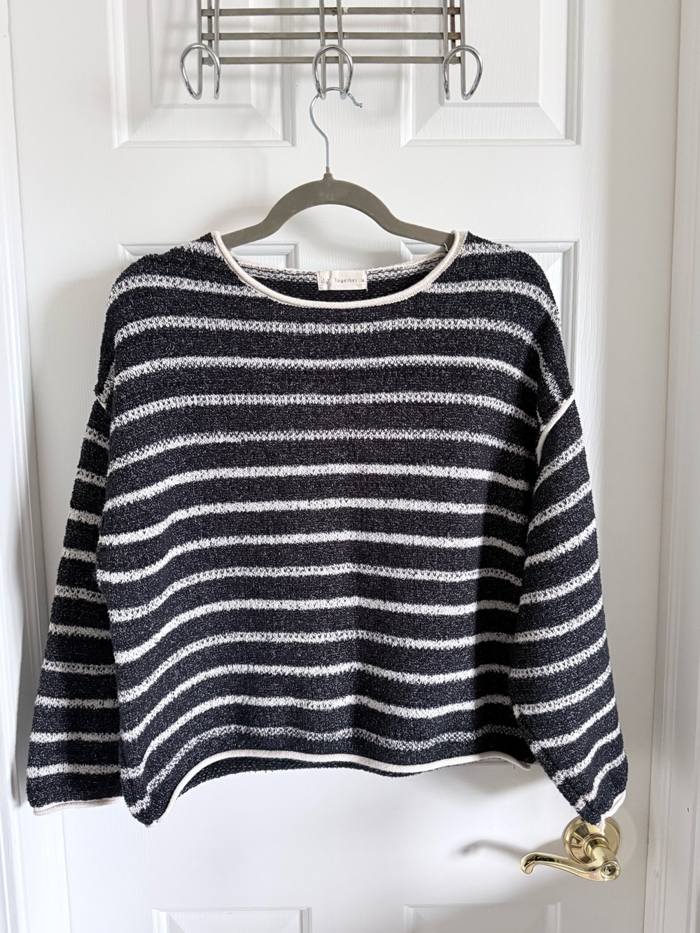 Together Brand Indie Sleeze Fall Striped Black and White Women's Sweater